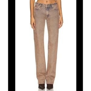 Revolve GRLFRND Isabel Low Rise Straight Jeans Womens 27 Rigid Denim Calico $245